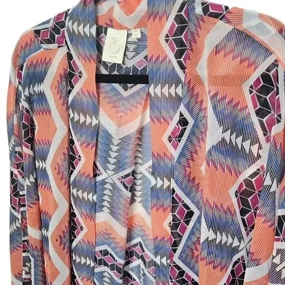 Anthropologie E by Eloise Sheer Cocoon Kimono Geometric Print One Size NWOT - Picture 4 of 7